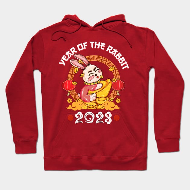 Lion Dance Zodiac Chinese New Year 2023 - Year Of The Rabbit Hoodie by Gendon Design